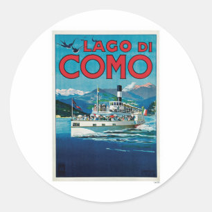 Lago Di Como Italy Vintage Travel Classic Round Sticker