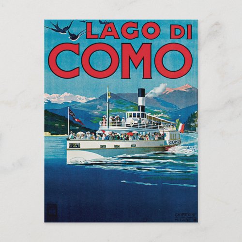 Lago Di Como Italy Vintage Travel Postcard