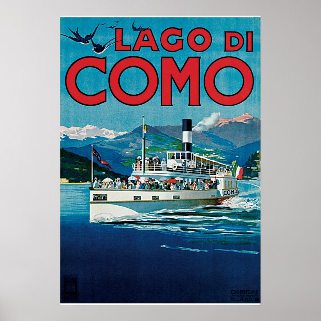 Lago Di Como Vintage Travel Poster (Front)