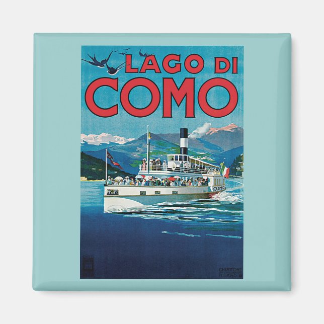 Lago Di Como Vintage Travel Poster Magnet (Front)