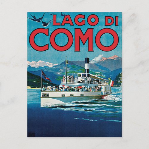 Lago Di Como Vintage Travel Poster Postcard