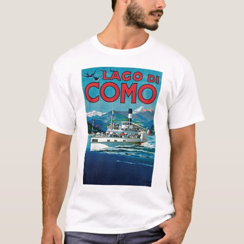 Lago Di Como Vintage Travel Poster T_Shirt