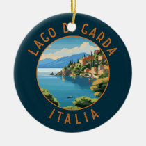 Lago di Garda Italia Retro Distressed Circle Ceramic Ornament