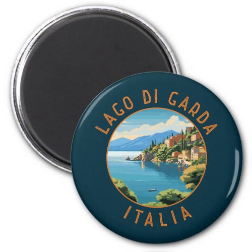 Lago di Garda Italia Retro Distressed Circle Magnet