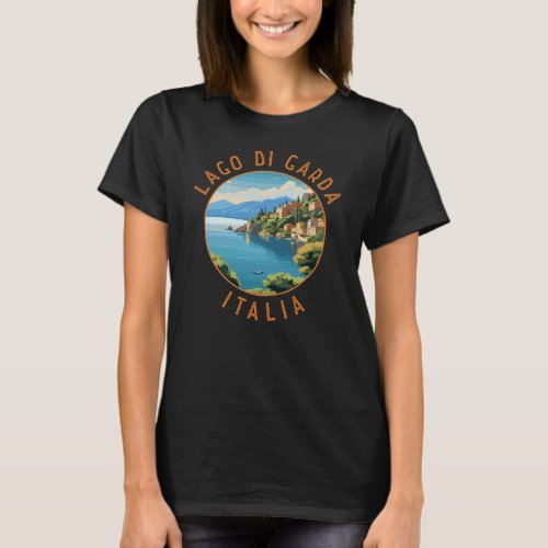 Lago di Garda Italia Retro Distressed Circle T_Shirt