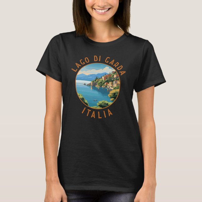 Lago di Garda Italia Retro Distressed Circle T-Shirt (Front)