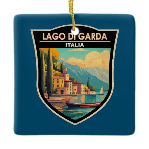Lago di Garda Italia Travel Art Vintage Ceramic Ornament