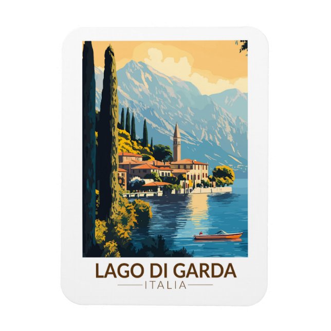 Lago di Garda Italia Travel Art Vintage Magnet (Vertical)