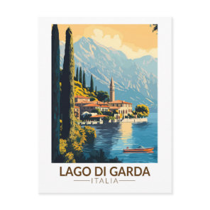 Lago di Garda Italia Travel Art Vintage Postcard