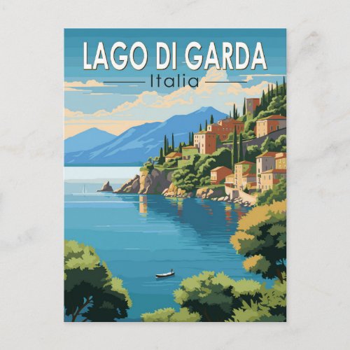 Lago di Garda Italia Travel Art Vintage Postcard