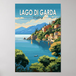 Lago di Garda Italia Travel Art Vintage Poster