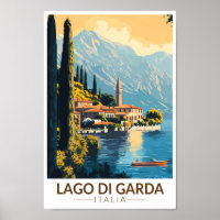 Lago di Garda Italia Travel Art Vintage