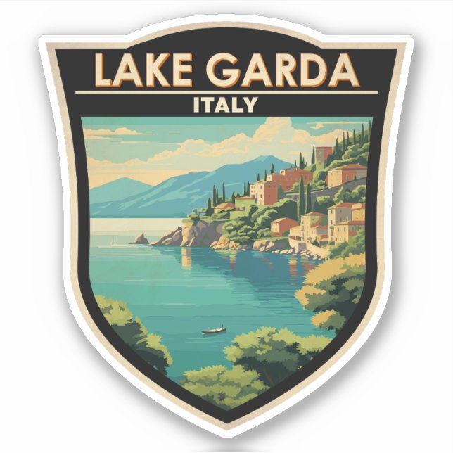 Lago di Garda Italia Travel Art Vintage Sticker (Front)