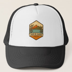 Lago di Garda Italia Vintage Travel Badge Italy Trucker Hat