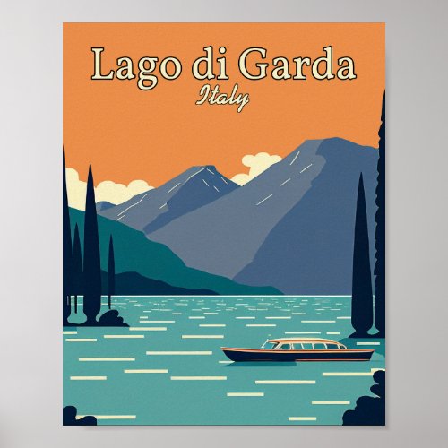 Lago Di Garda Italy Minimalist Vintage Art Poster