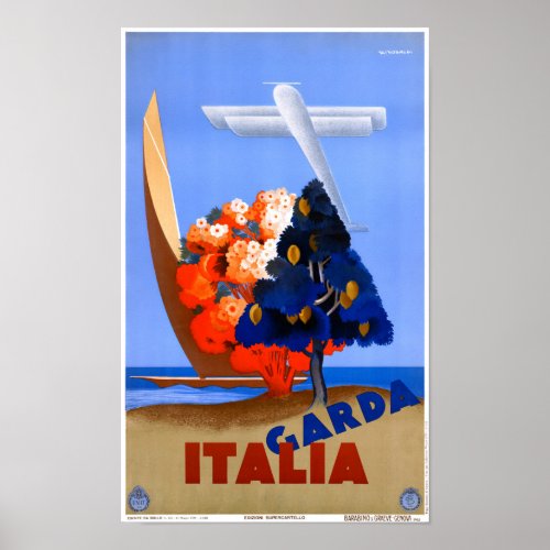 Lago di Garda Lake Garda Italy Vintage Poster