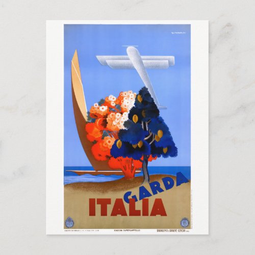 Lago di Garda Lake Garda Italy Vintage Poster Postcard