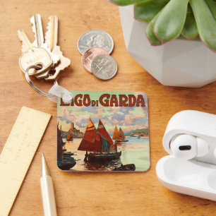 Lago di Garda, Lake Garda, Italy Vintage Travel, L Keychain