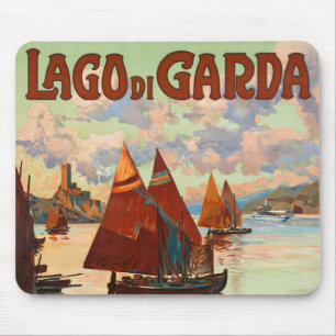Lago di Garda, Lake Garda, Italy Vintage Travel, L Mouse Pad