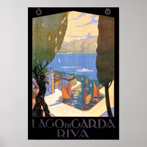 Lago di Garda Lake Garda Vintage Poster Restored