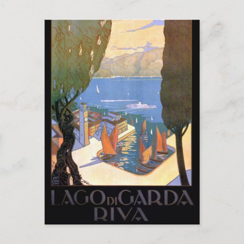 Lago di Garda Lake Garda Vintage Poster Restored Postcard