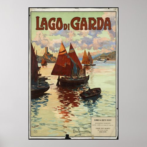 Lago di Garda Vintage Travel Poster Ad Retro Print