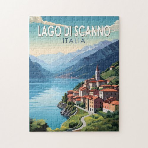 Lago di Scanno Italia Travel Art Vintage Jigsaw Puzzle