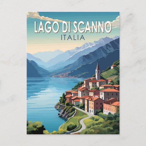 Lago di Scanno Italia Travel Art Vintage Postcard