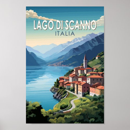 Lago di Scanno Italia Travel Art Vintage Poster