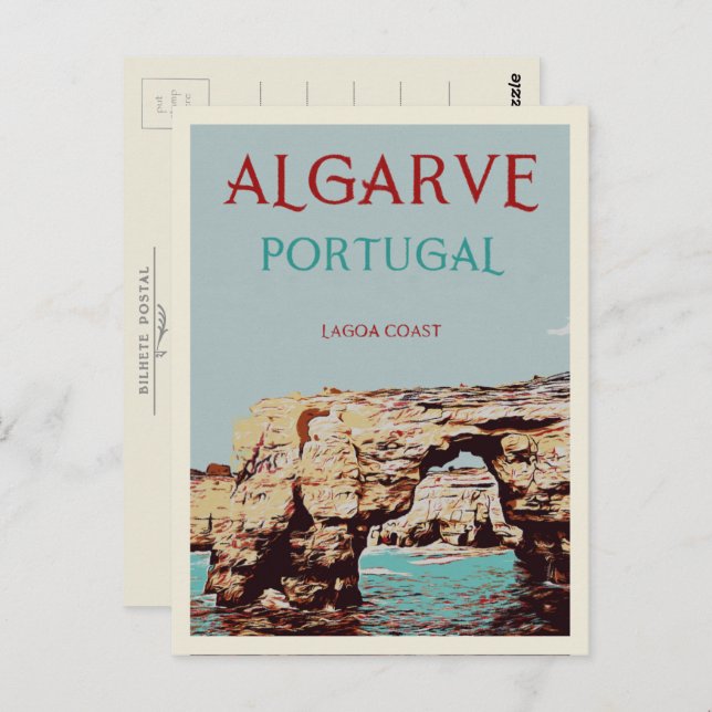 Lagoa coast illustration Algarve Portugal Postcard (Front/Back)