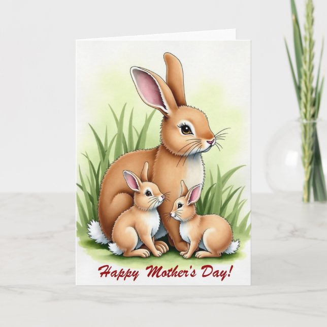 Lagomorph Mothers Day Scene Card (Front)