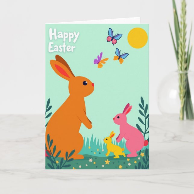 Lagomorph Springtime Scene Card (Front)
