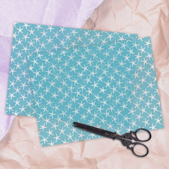 Lagoon Blue Starfish Pattern Tissue Paper by holiday_store at Zazzle