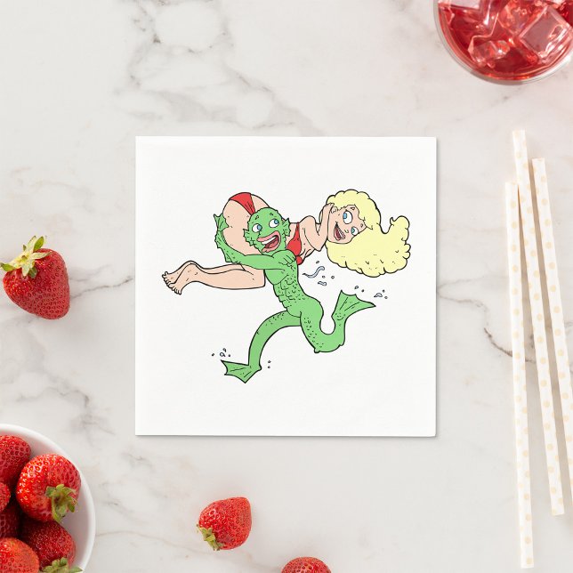 Lagoon Creature Carrying Woman Napkins (Creator Uploaded)