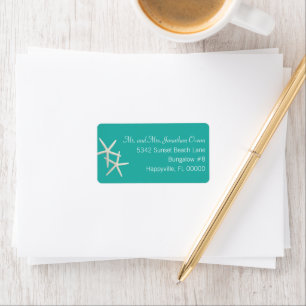 Lagoon Green Starfish Wide Return Address Labels