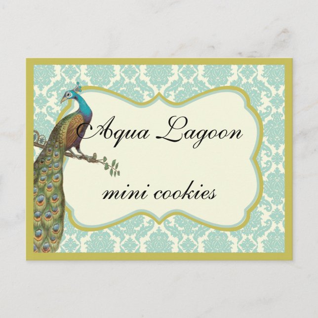 Lagoon Peackcock Sweets Buffet Table Sign Postcard (Front)