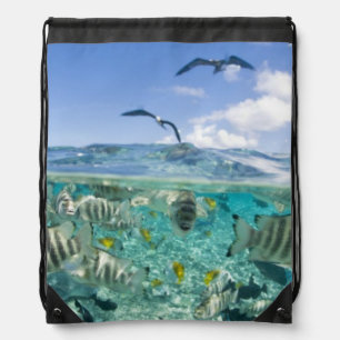 Lagoon safari trip featuring Stingrays Drawstring Bag