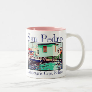 Lagoon side boat house Two-Tone coffee mug