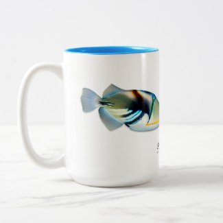 Lagoon Triggerfish mug, Rhinecanthus aculeatus Two-Tone Coffee Mug