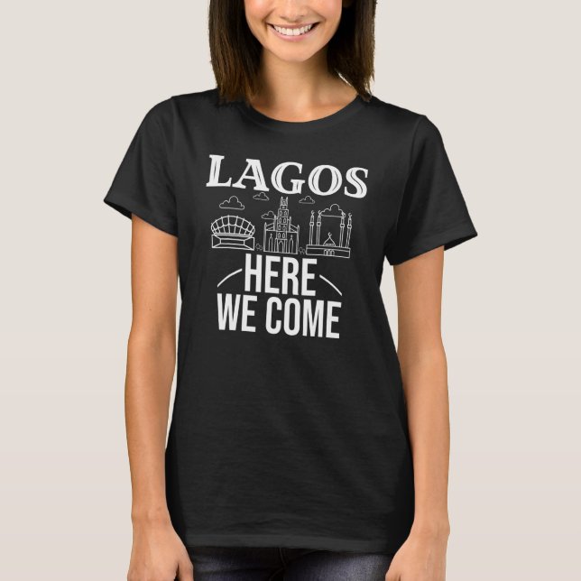 Lagos Nigeria City Trip Skyline Map Travel T-Shirt (Front)
