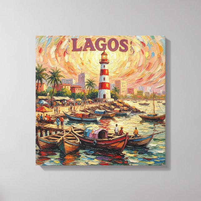 Lagos Nigeria Lighthouse Harbor Stretched Canvas Print (Front)