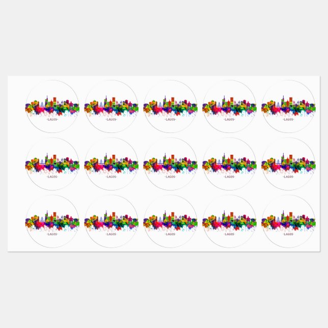 Lagos Nigeria Skyline Labels (Sheet)