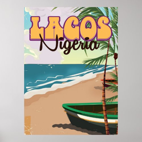 Lagos Nigeria vintage travel poster