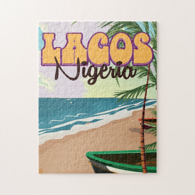Lagos, Nigeria vintage travel poster Jigsaw Puzzle (Vertical)