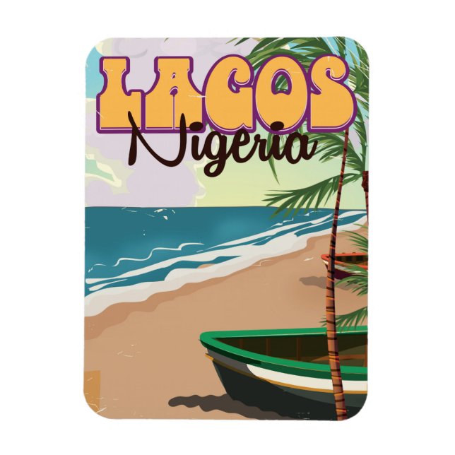 Lagos, Nigeria vintage travel poster Magnet (Vertical)