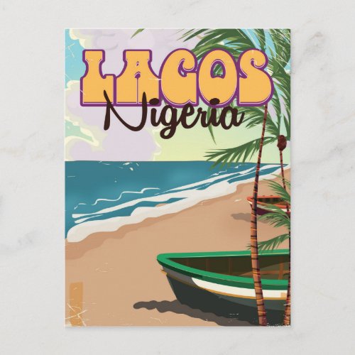 Lagos Nigeria vintage travel poster Postcard