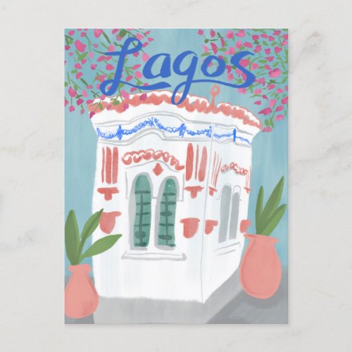 Lagos Portugal Quiosque Algarve Cute Handmade Art Postcard