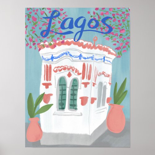 Lagos Portugal Quiosque Algarve Cute Handmade Art Poster