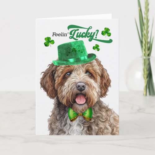 Lagotti Dog Feelin Lucky St Patricks Day Holiday Card