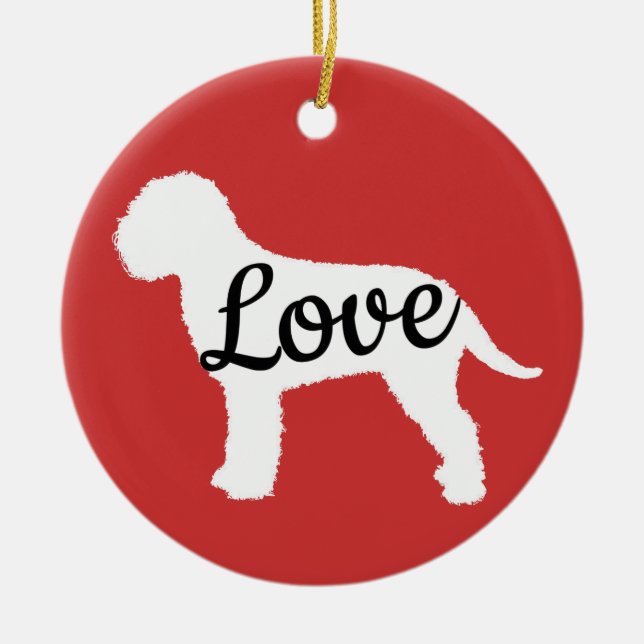 Lagotto Love White & Black Ceramic Ornament (Front)